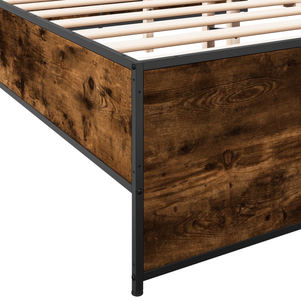 vidaXL Bed Frame | Smoked Oak | Engineered wood, metal | Double | Durable