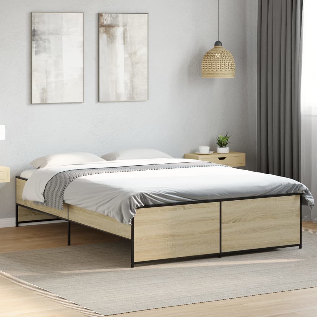 vidaXL Bed Frame without Mattress Sonoma Oak 140x190 cm