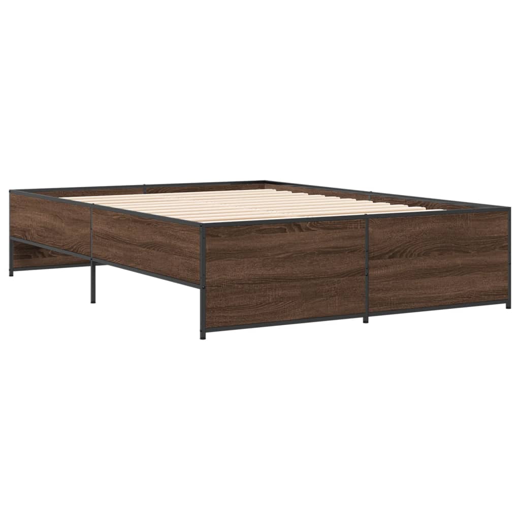 vidaXL Bed Frame without Mattress Brown Oak 140x190 cm