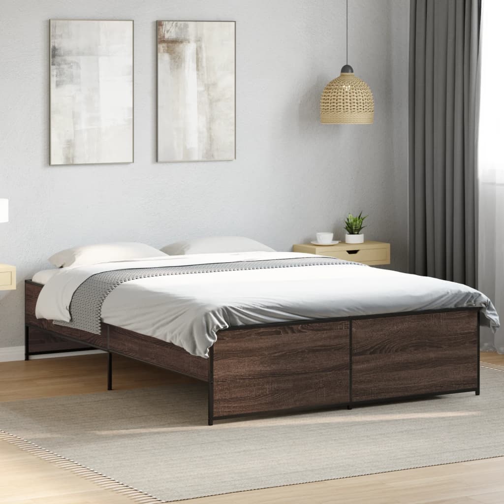 vidaXL Bed Frame without Mattress Brown Oak 140x190 cm