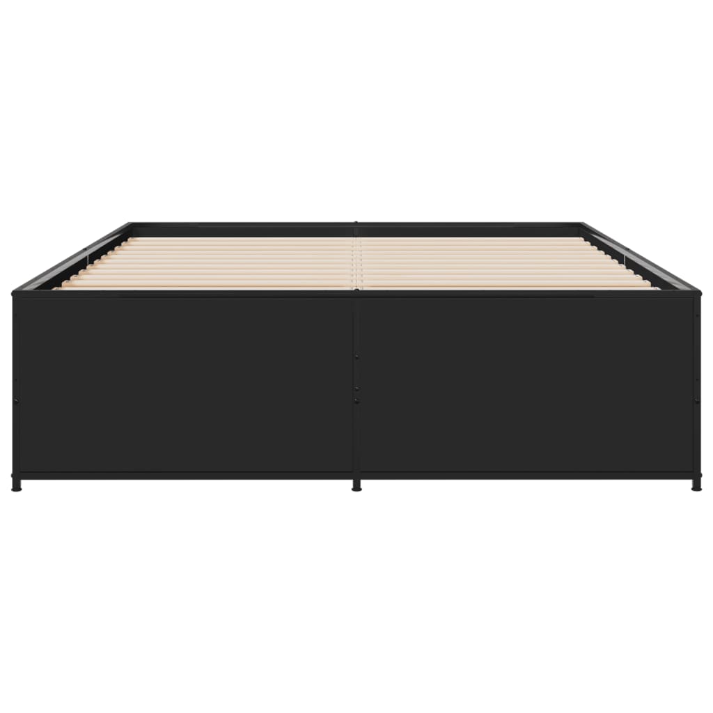 vidaXL Bed Frame | Black | Engineered wood and steel | Double | Modern