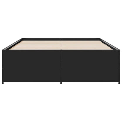 vidaXL Bed Frame | Black | Engineered wood and steel | Double | Modern