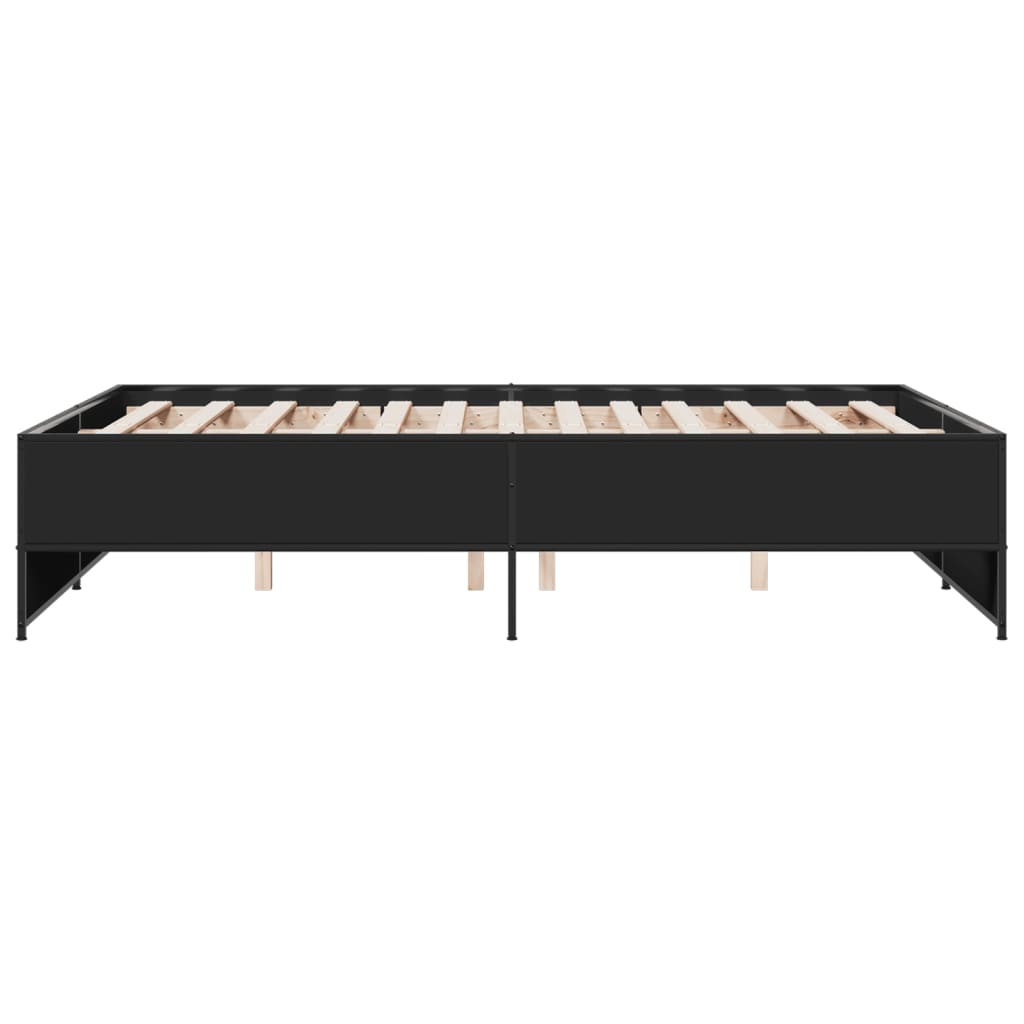 vidaXL Bed Frame | Black | Engineered wood and steel | Double | Modern