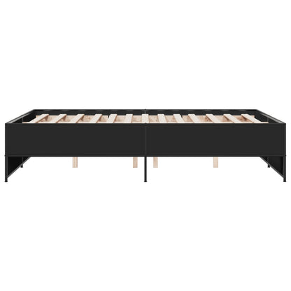 vidaXL Bed Frame | Black | Engineered wood and steel | Double | Modern