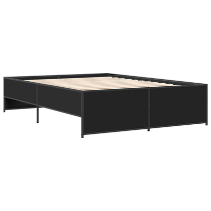 vidaXL Bed Frame | Black | Engineered wood and steel | Double | Modern