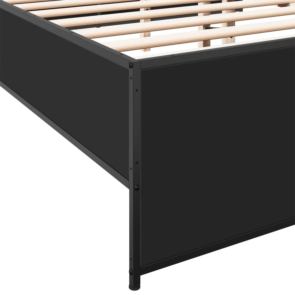vidaXL Bed Frame | Black | Engineered wood and steel | Double | Modern