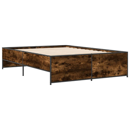 vidaXL Bed Frame | Smoked Oak | Engineered wood, Steel | Double | Durable