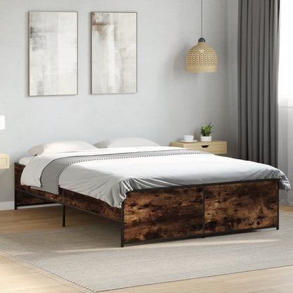 vidaXL Bed Frame | Smoked Oak | Engineered wood, Steel | Double | Durable