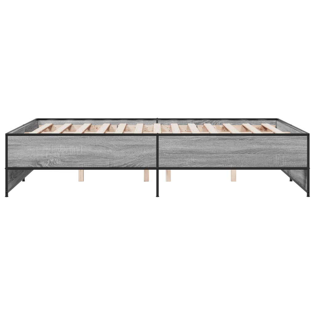 vidaXL Bed Frame without Mattress Grey Sonoma 135x190 cm Double
