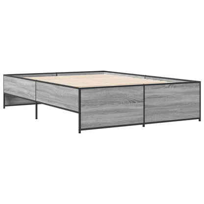 vidaXL Bed Frame without Mattress Grey Sonoma 135x190 cm Double