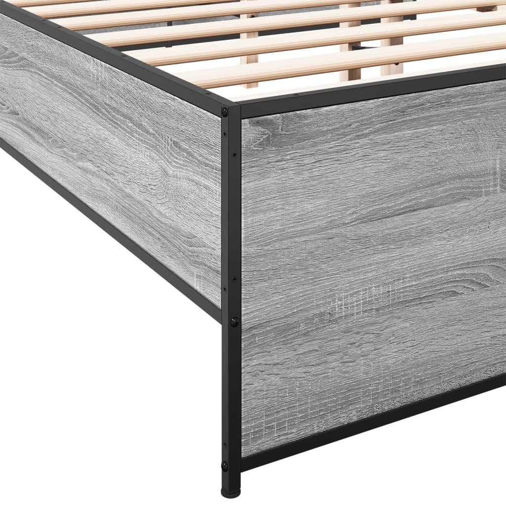 vidaXL Bed Frame without Mattress Grey Sonoma 135x190 cm Double