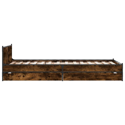 vidaXL Bed Frame with Drawers without Mattress Smoked Oak 75x190 cm Small Single