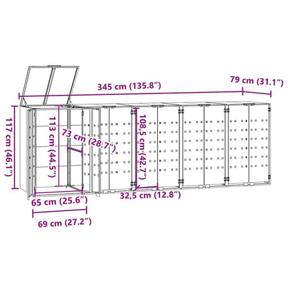 vidaXL Wheelie Bin Storage for 5 Bins Anthracite 345x79x117 cm Steel