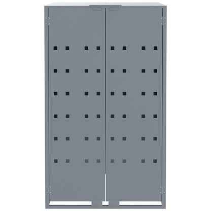 vidaXL Wheelie Bin Storage for 5 Bins Grey 345x79x117 cm Steel