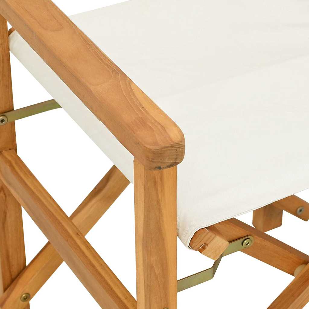 vidaXL Folding Director's Chair Cream Solid Wood Teak