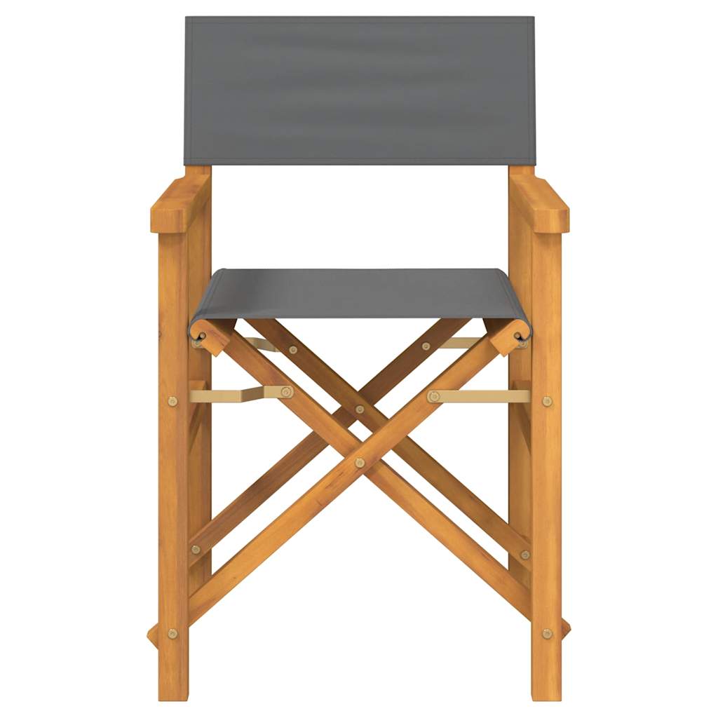 vidaXL Folding Director's Chairs 2 pcs Grey Solid Wood Teak