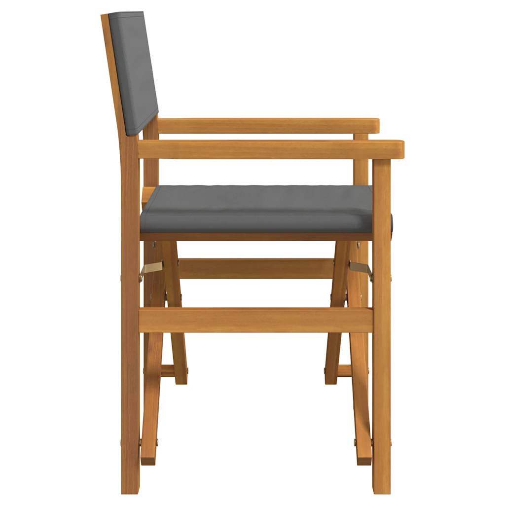 vidaXL Folding Director's Chairs 2 pcs Grey Solid Wood Teak