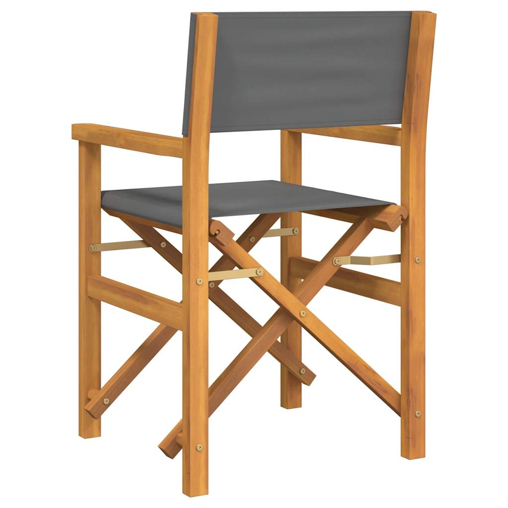 vidaXL Folding Director's Chairs 2 pcs Grey Solid Wood Teak