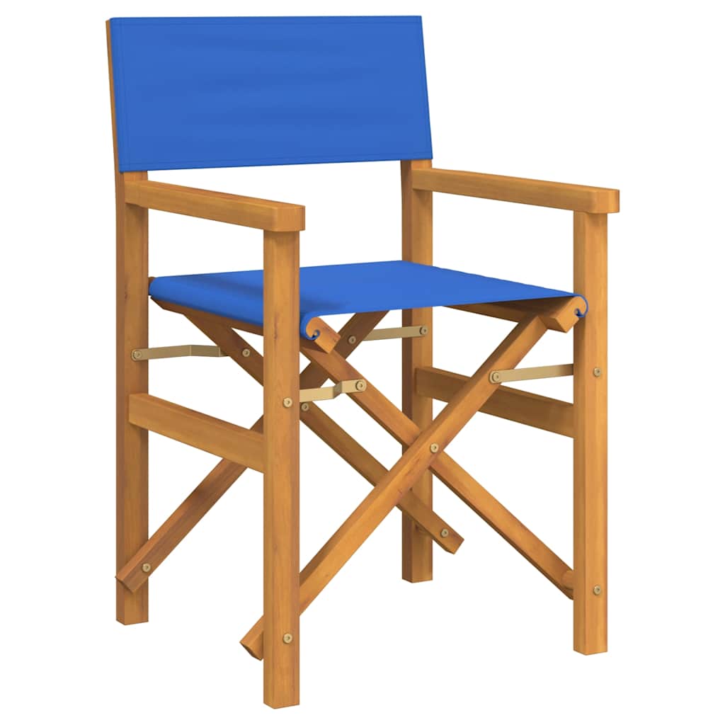 vidaXL Folding Director's Chairs 2 pcs Blue Solid Wood Teak