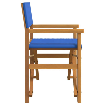 vidaXL Folding Director's Chairs 2 pcs Blue Solid Wood Teak