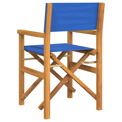 vidaXL Folding Director's Chairs 2 pcs Blue Solid Wood Teak