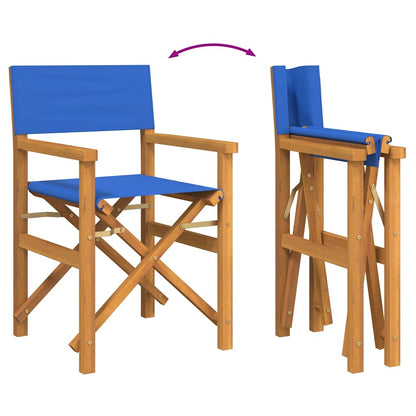 vidaXL Folding Director's Chairs 2 pcs Blue Solid Wood Teak