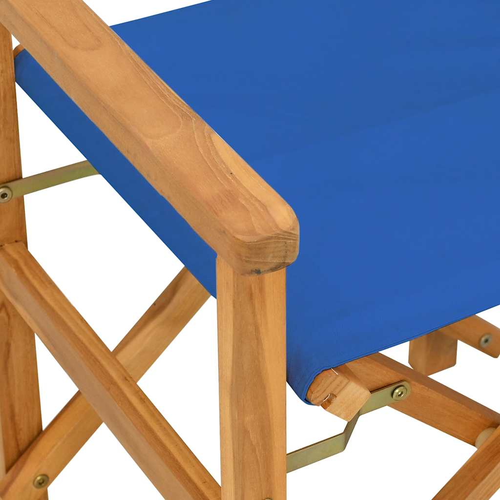 vidaXL Folding Director's Chairs 2 pcs Blue Solid Wood Teak