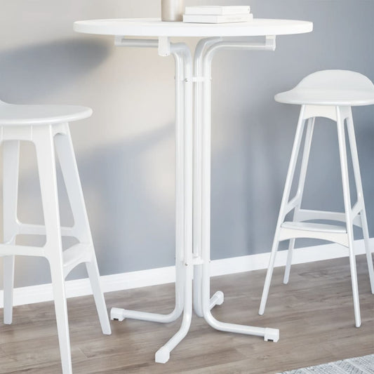 vidaXL Bar Table White Ø80x110 cm Engineered Wood and Steel