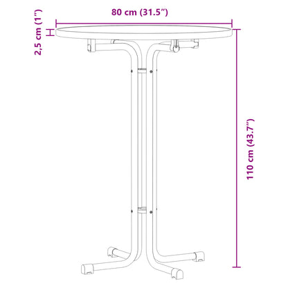 vidaXL Bar Table Black Ø80x110 cm Engineered Wood and Steel