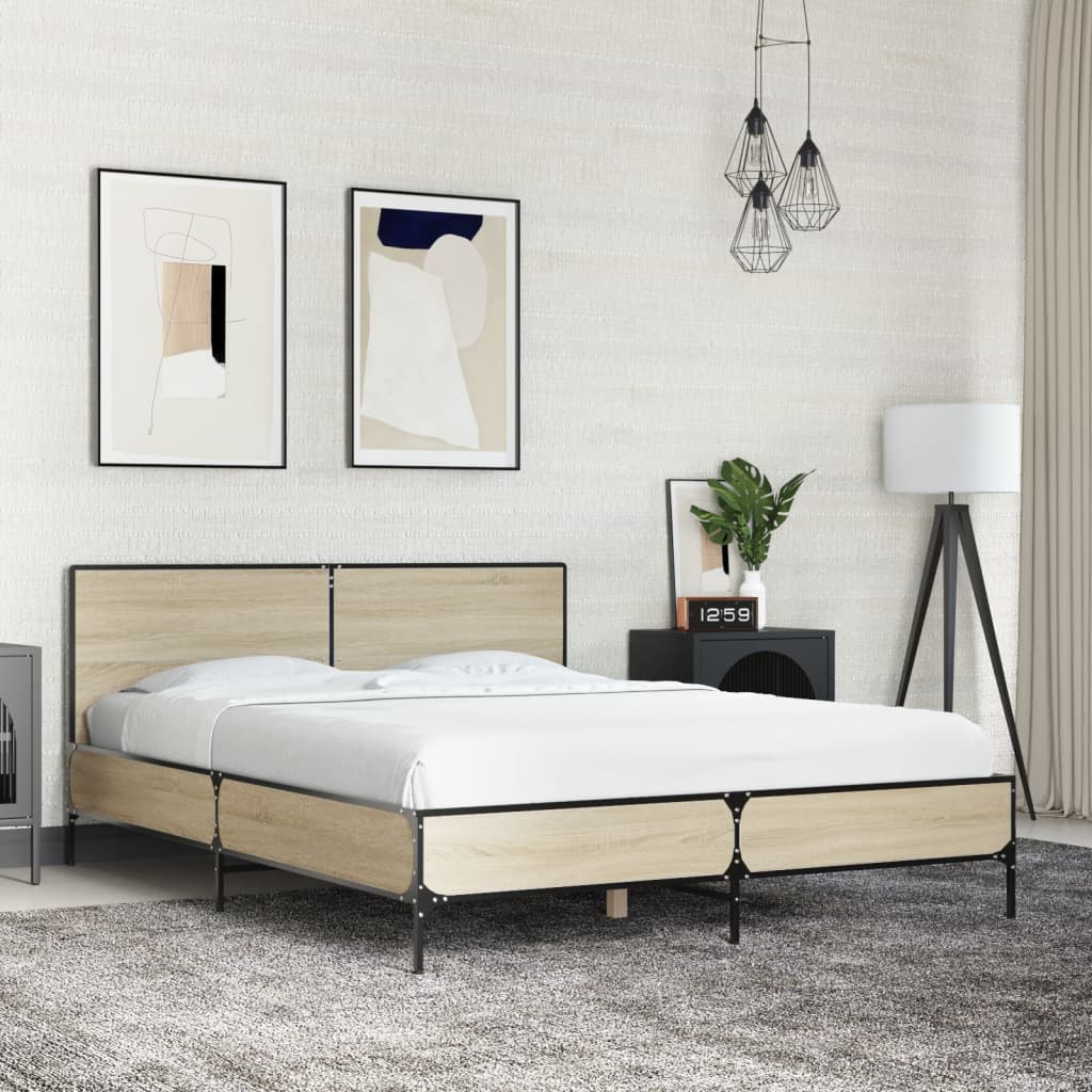 vidaXL Bed Frame without Mattress Sonoma Oak 120x200 cm