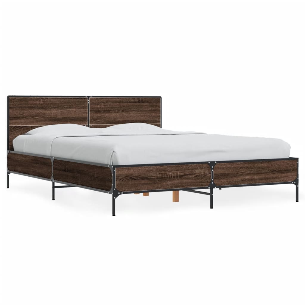 vidaXL Bed Frame without Mattress Brown Oak 140x200 cm