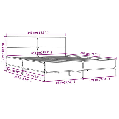 vidaXL Bed Frame without Mattress Brown Oak 140x200 cm