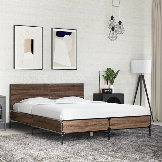 vidaXL Bed Frame without Mattress Brown Oak 140x200 cm