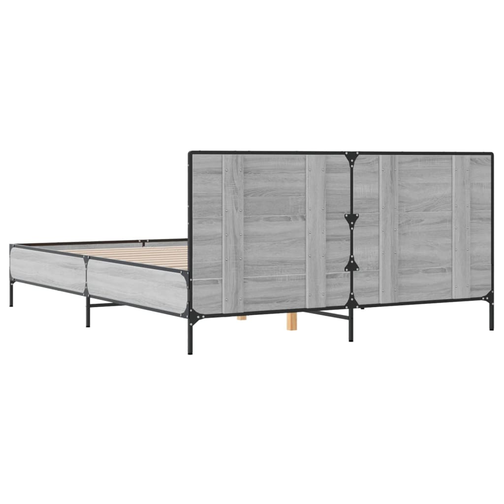 vidaXL Bed Frame without Mattress Grey Sonoma 150x200 cm King Size