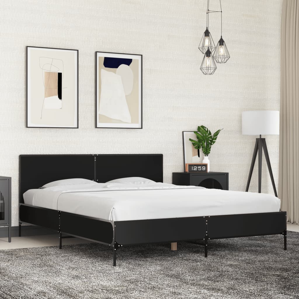 vidaXL Bed Frame without Mattress Black 160x200 cm