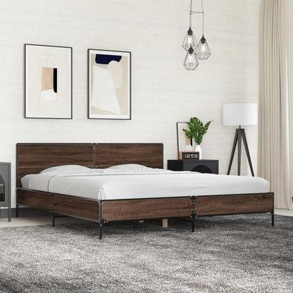 vidaXL Bed Frame without Mattress Brown Oak 180x200 cm Super King