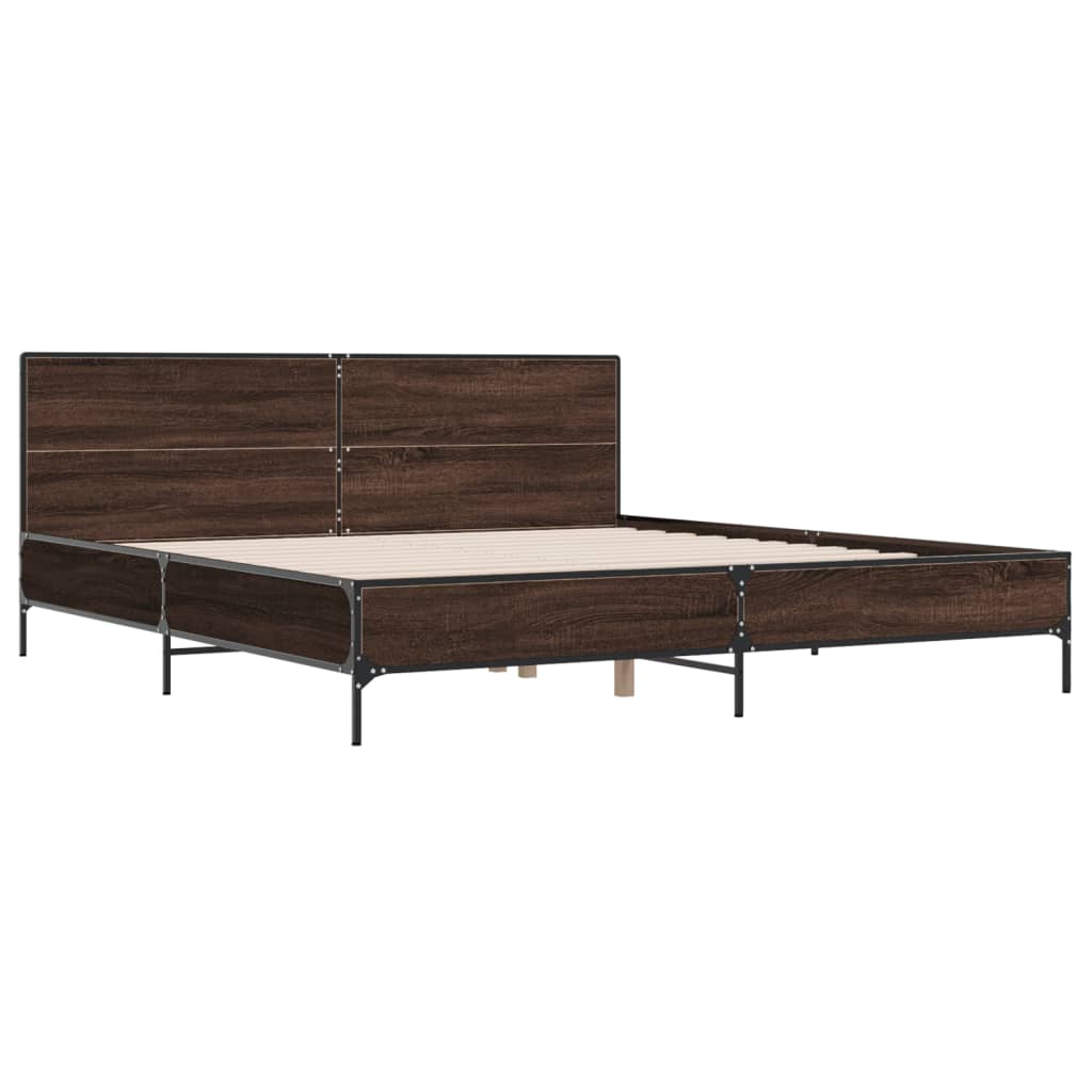 vidaXL Bed Frame without Mattress Brown Oak 200x200 cm