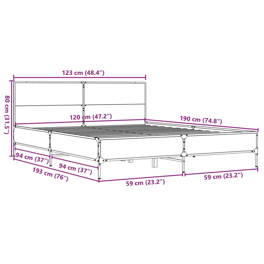 vidaXL Bed Frame without Mattress Black 120x190 cm Small Double