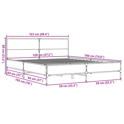 vidaXL Bed Frame without Mattress Sonoma Oak 120x190 cm Small Double