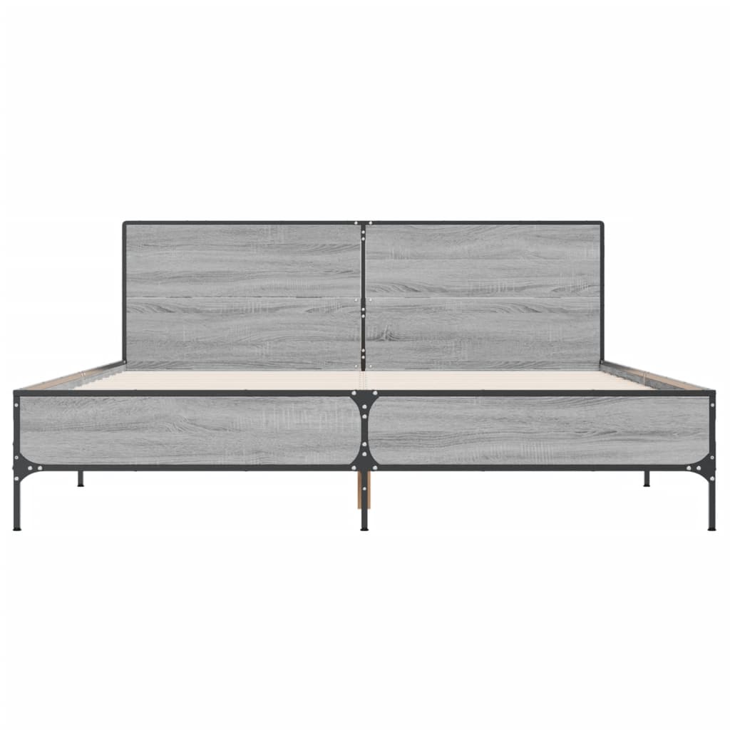 vidaXL Bed Frame without Mattress Grey Sonoma 120x190 cm Small Double