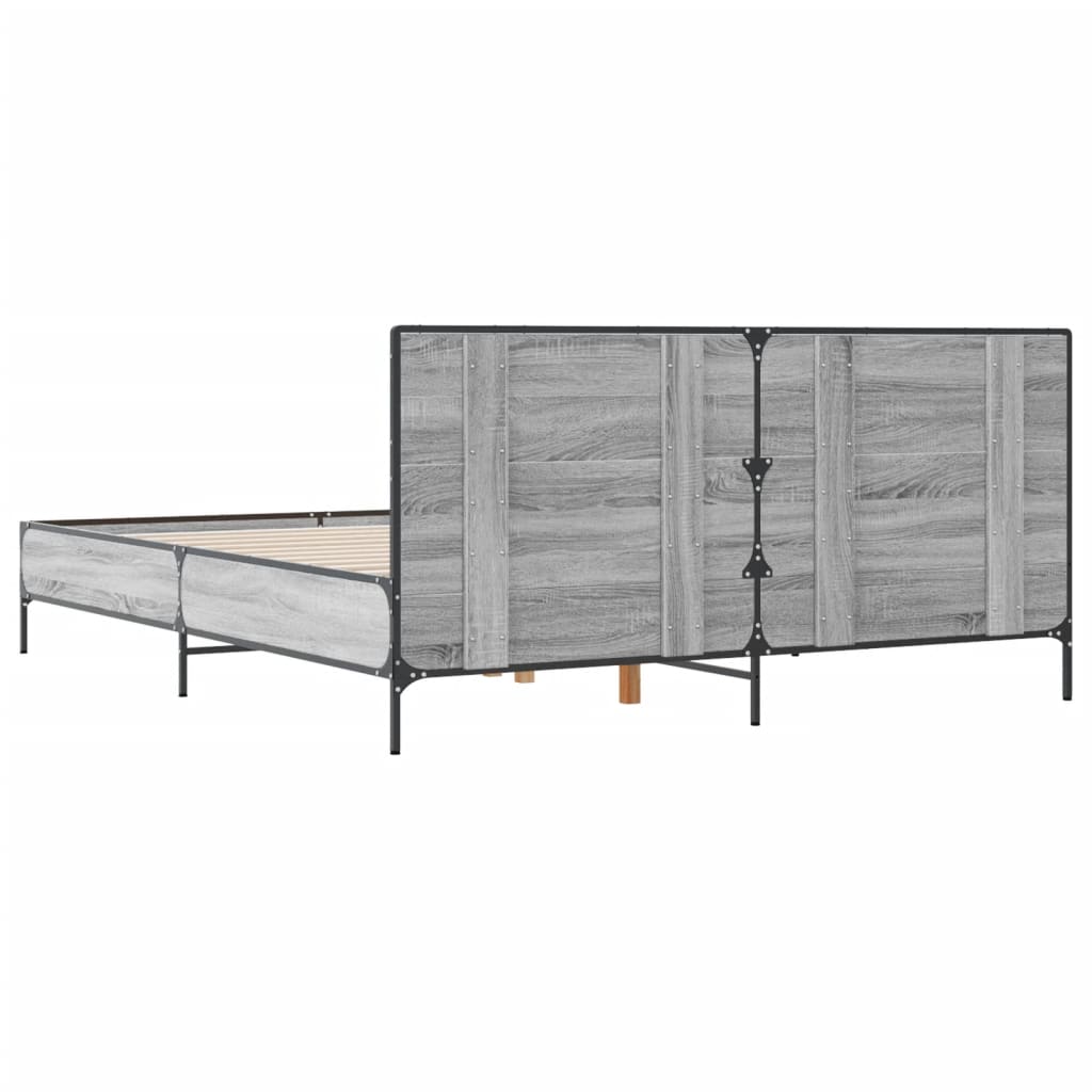 vidaXL Bed Frame without Mattress Grey Sonoma 120x190 cm Small Double