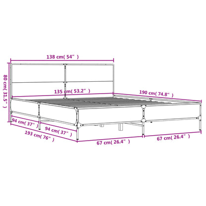 vidaXL Bed Frame without Mattress Black 135x190 cm Double