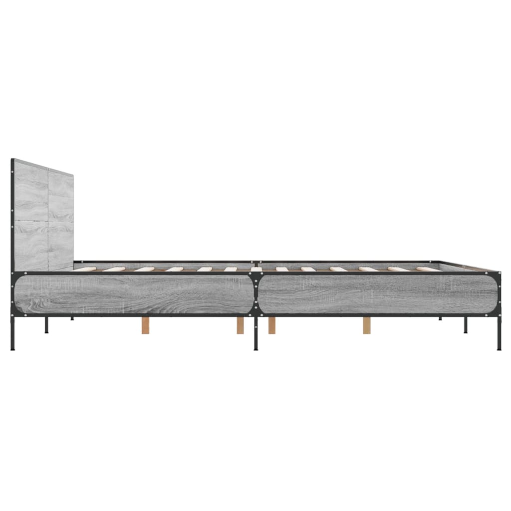 vidaXL Bed Frame without Mattress Grey Sonoma 135x190 cm Double