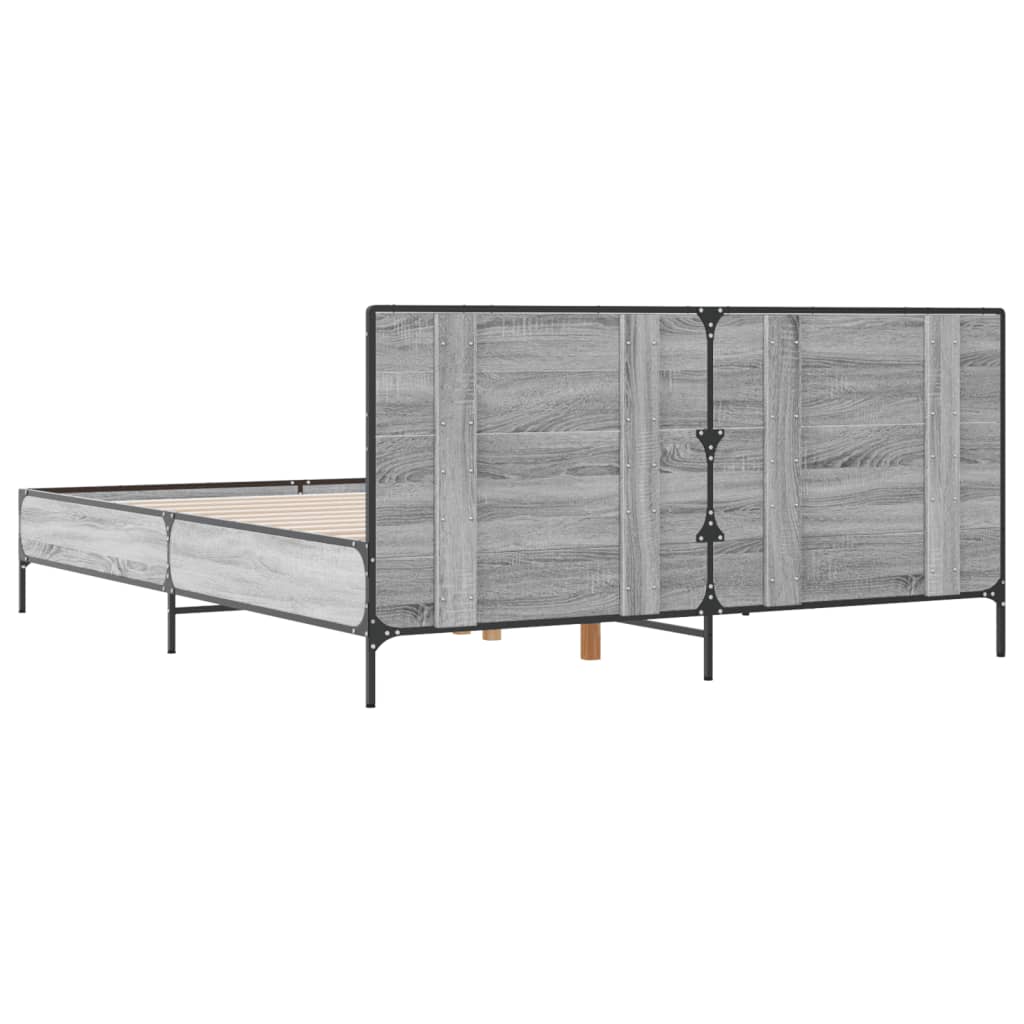 vidaXL Bed Frame without Mattress Grey Sonoma 140x190 cm