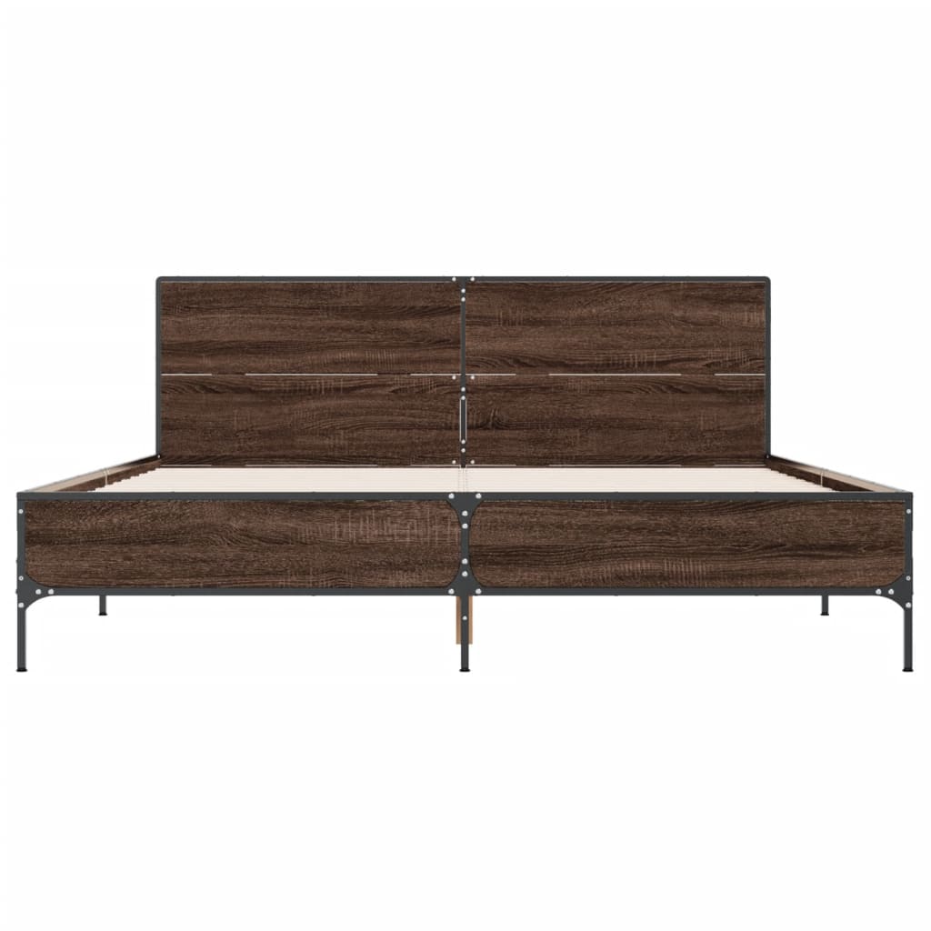 vidaXL Bed Frame without Mattress Brown Oak 140x190 cm