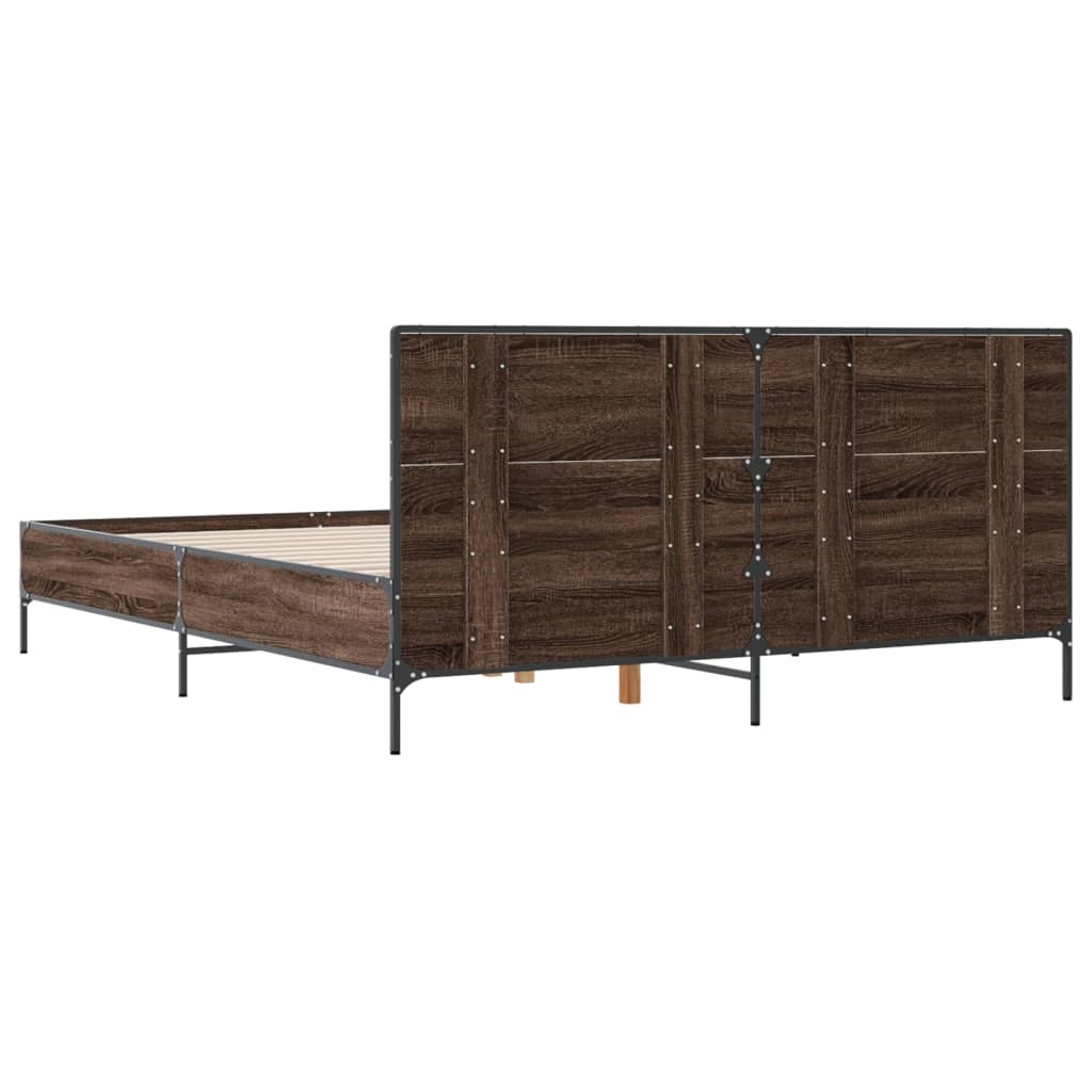 vidaXL Bed Frame without Mattress Brown Oak 140x190 cm
