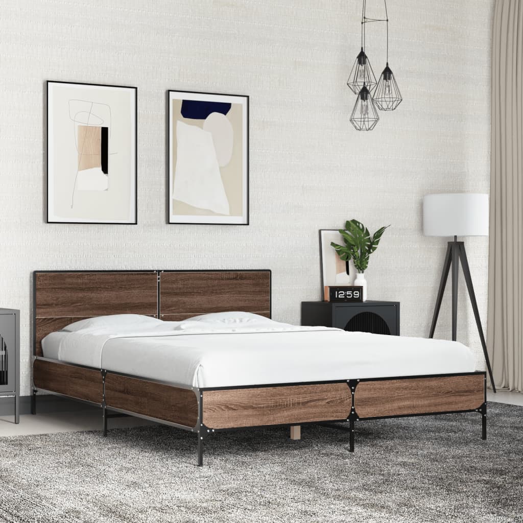 vidaXL Bed Frame without Mattress Brown Oak 140x190 cm