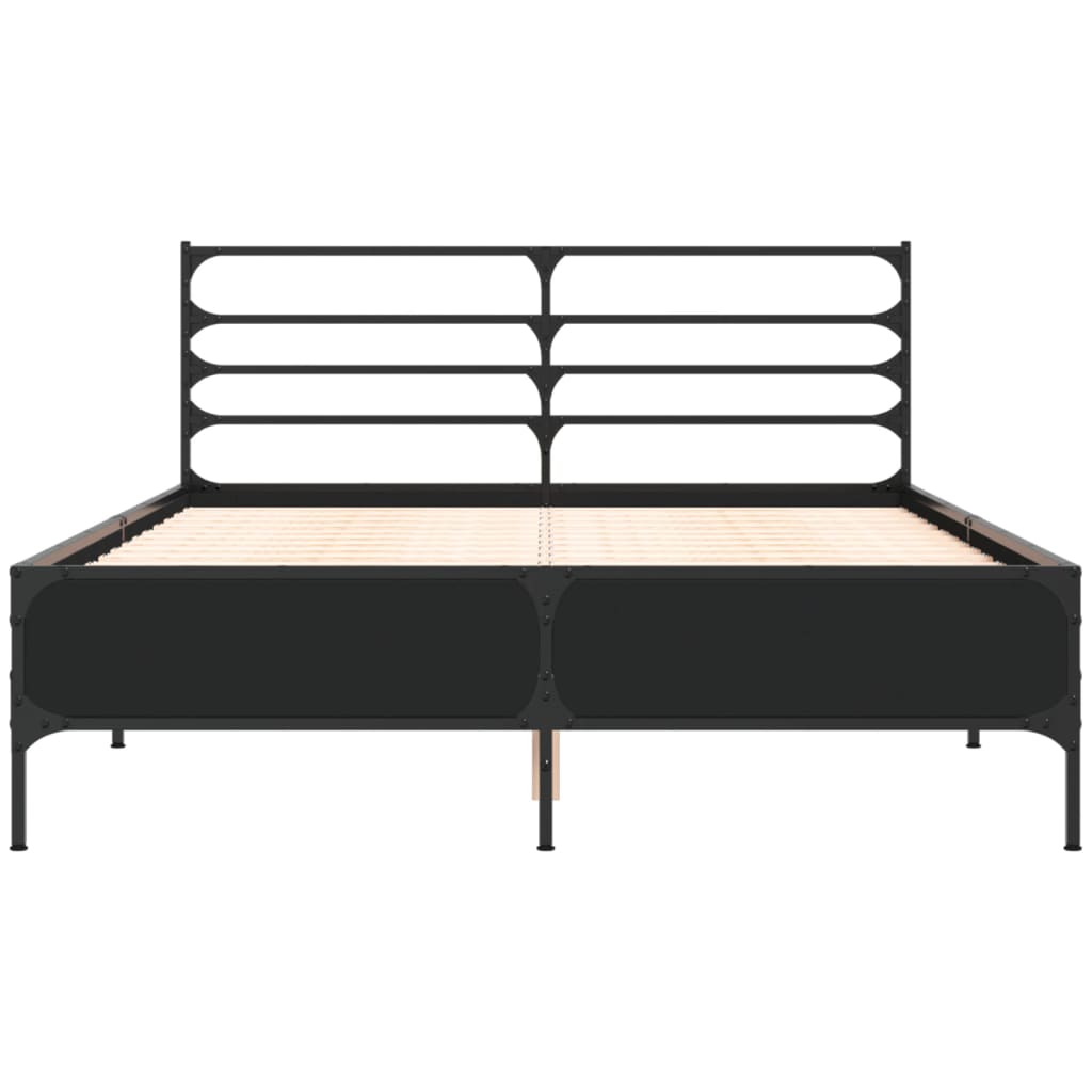 vidaXL Bed Frame | Black | Engineered wood, metal, plywood | Double | Bed Frame