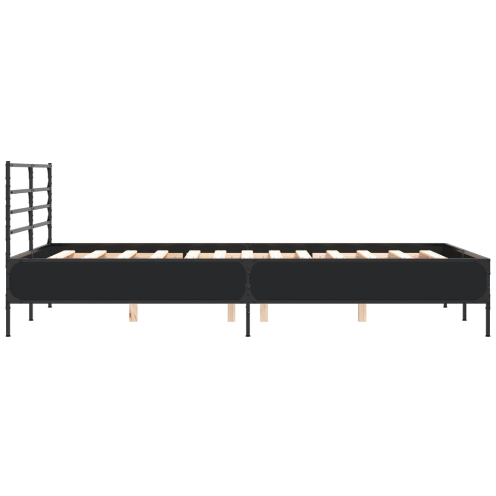 vidaXL Bed Frame | Black | Engineered wood, metal, plywood | Double | Bed Frame
