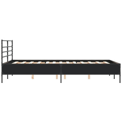 vidaXL Bed Frame | Black | Engineered wood, metal, plywood | Double | Bed Frame